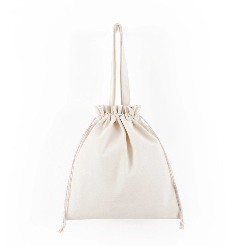 Unisex Medium Canvas Solid Color Classic Style Square String Canvas Bag