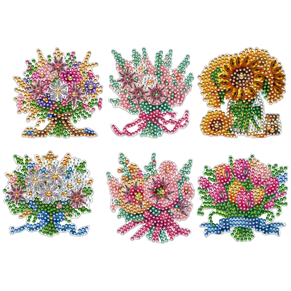 6Pcs Bouquet Diamond Painting Fridge Magnet DIY Diamond Fridge Stickers