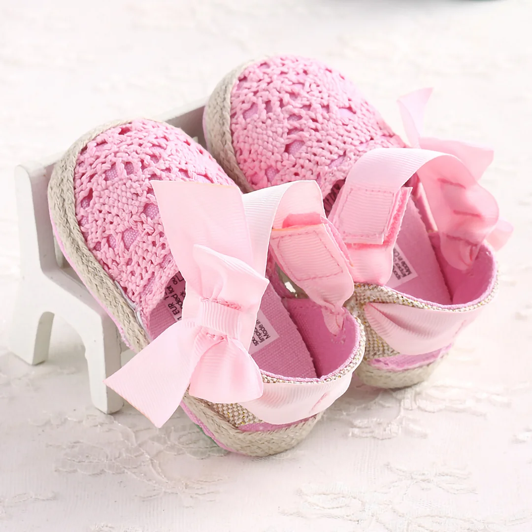 Letclo™ 2021 Baby Girl Newborn Spring Summer Sweet Very Light Mary Jane Big Bow Knitted Baby Shoes letclo Letclo