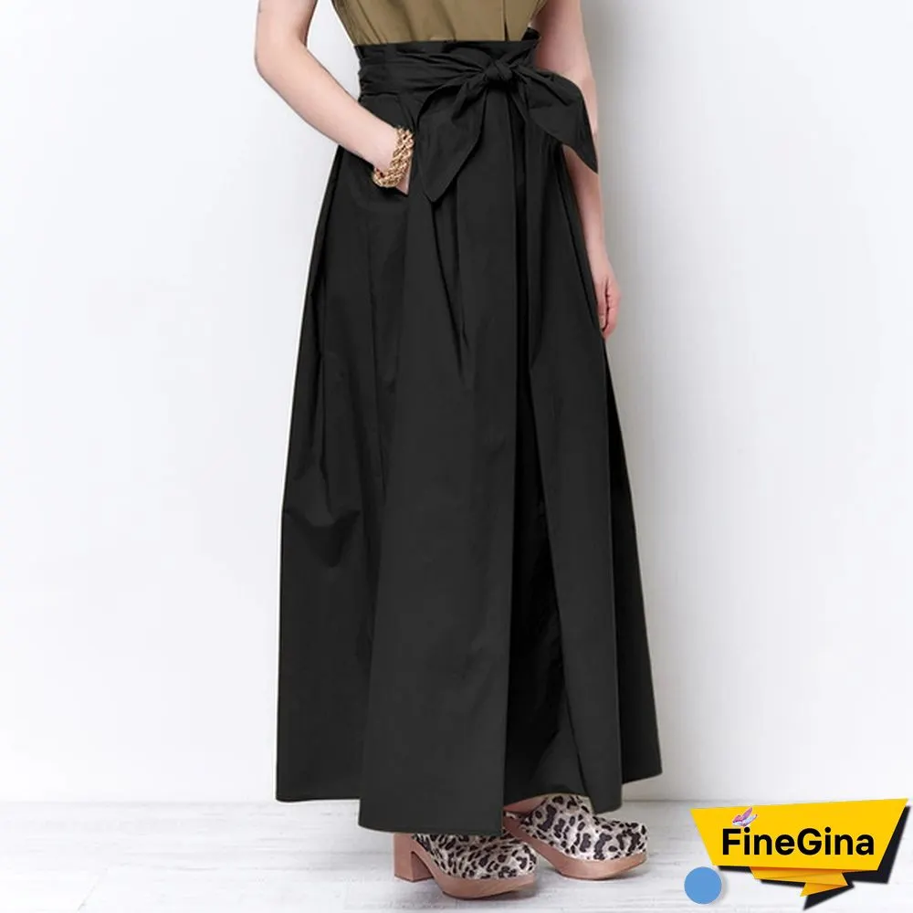 Summer Women Skirts Long Dress High Waist Bowknot Party Holiday Casual Pleated Umbrella Skirt Plus Size 4#