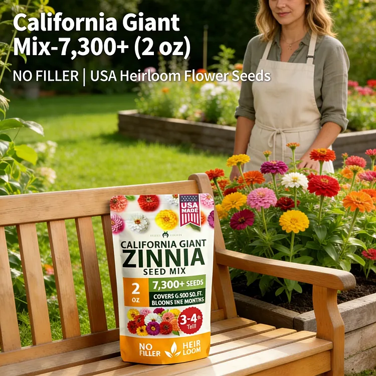 🌺Zinnia California Giant Mix - 7,300+ (2 oz) | No Filler - USA Heirloom Flower Seeds 