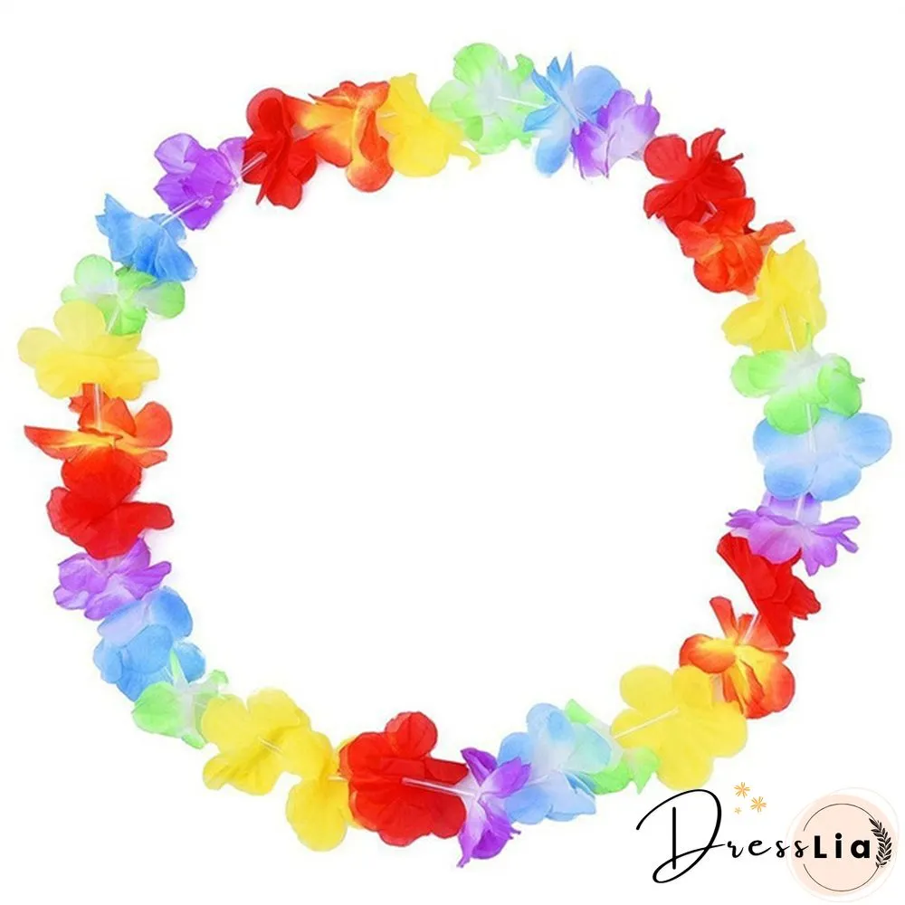 Hawaiian Wreath Leis Garland Artificial Necklace Hawaii Flowers Party Supplies Beach Fun