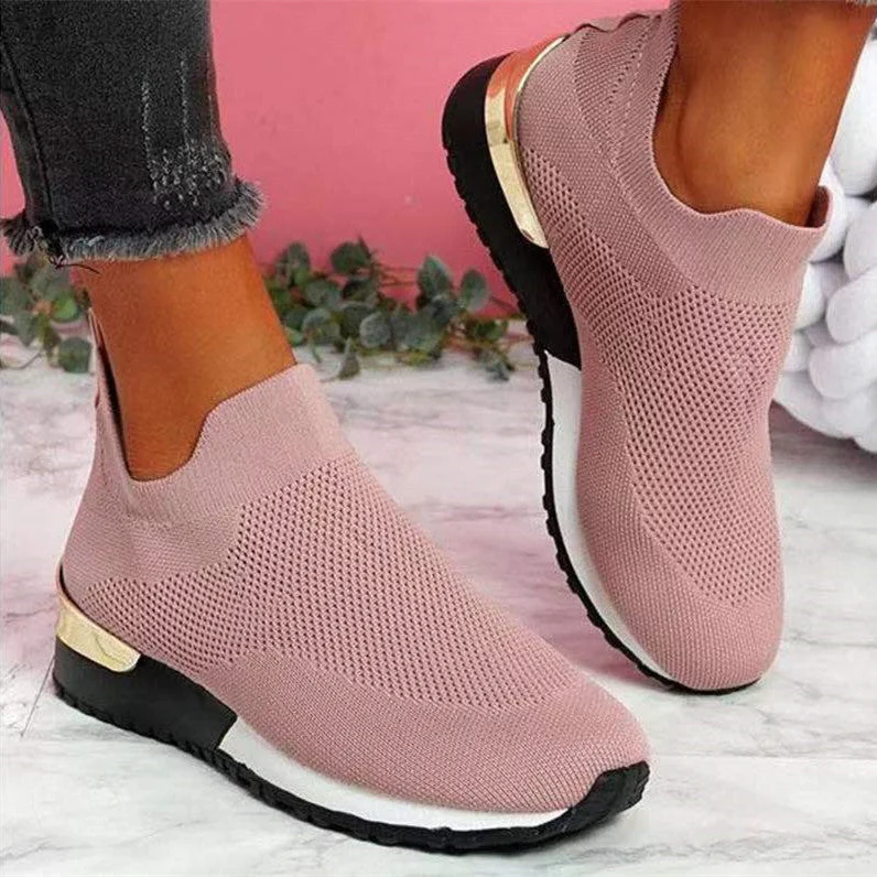 Women plus size clothing Sock shoes stretch cloth shoes casual foot wedge heel Sneakers-Nordswear