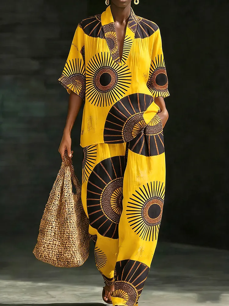 Women&rsquo;s Tribal Geometric Print Two-Piece Set
