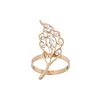 Golden Tree Leaf Rhinestone Hollow Napkin Ring