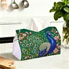 Diamond Art Tissue Box Cover DIY PU Desktop Organizer Large(peacock)