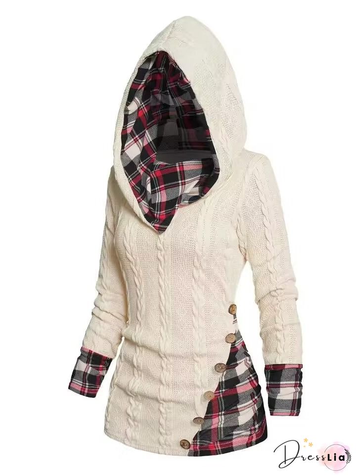 Vintage Floral Hoodie Printed Long Sleeve Plus Size Buttoned Statement Casual Outwear
