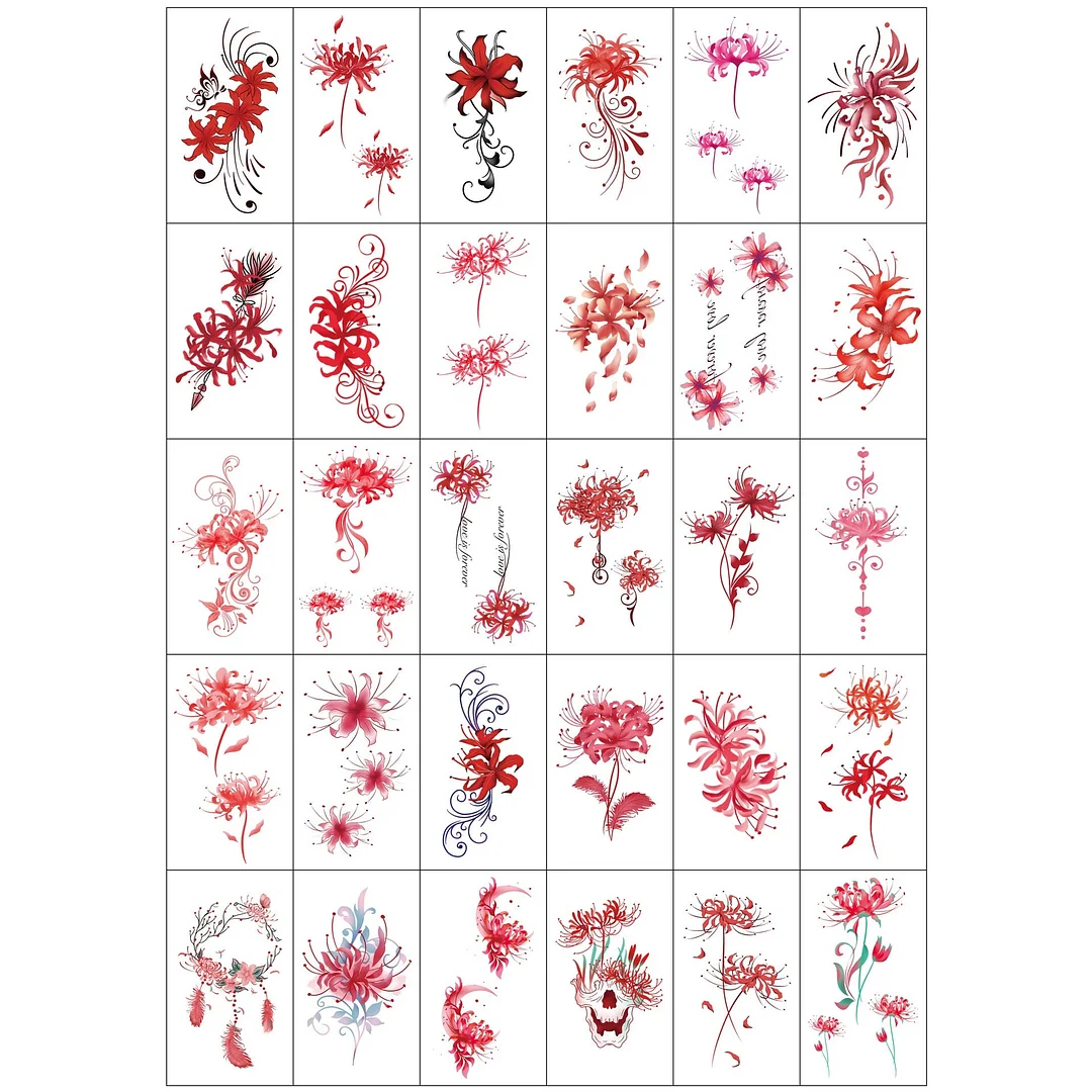 30Pcs Flowers Fake Sakura Tattoo Stickers Chest Taty Waterproof temporary Tatto Brid Cherry Blossom For Women Tattoo Body makeup