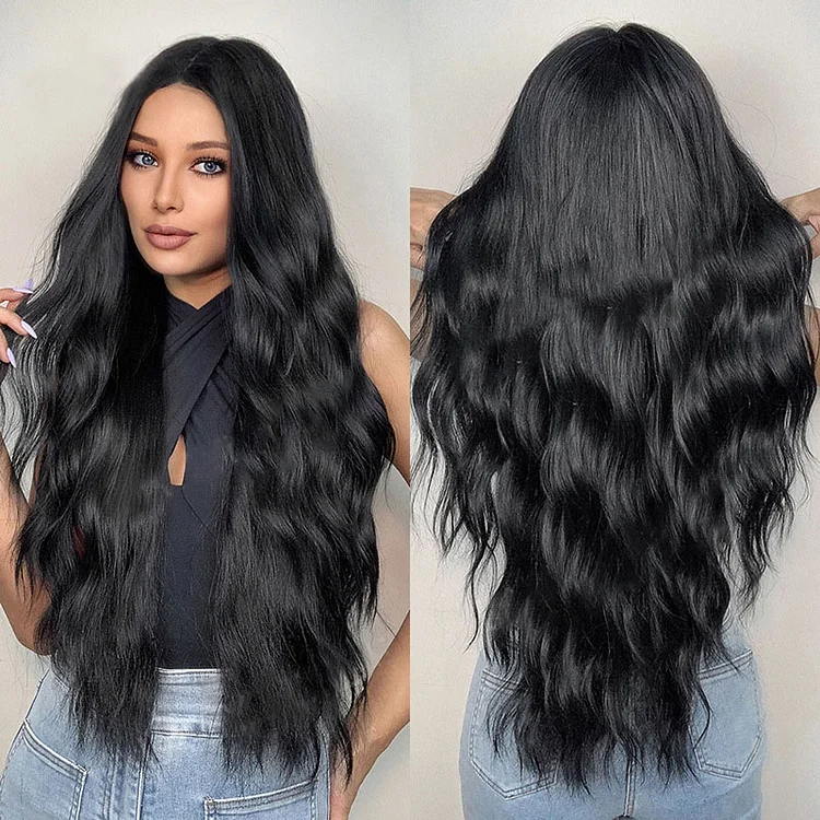 Daily Black Long Fluffy Curly Hair Wigs
