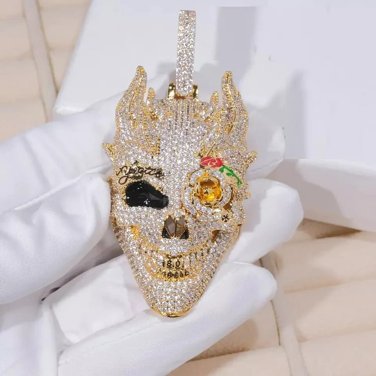 Big 3D Skull Shaped Pendant Chain Men's Hip Hop Necklace Jewelry-VESSFUL
