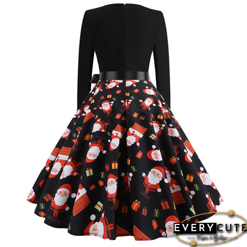 6 Styles Fashion Lady Autumn and Winter Xmas Clothes Christmas Costume Casual Long Sleeve Halloween Print Party Dress Plus Size