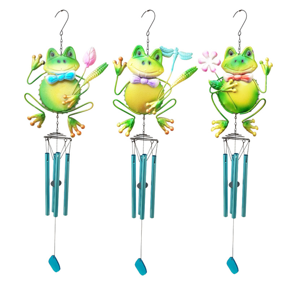 

Frog Wind Chimes Aluminum Tube Hanging Pendant Window Wall Garden Ornaments, Blue tie, 501 Original