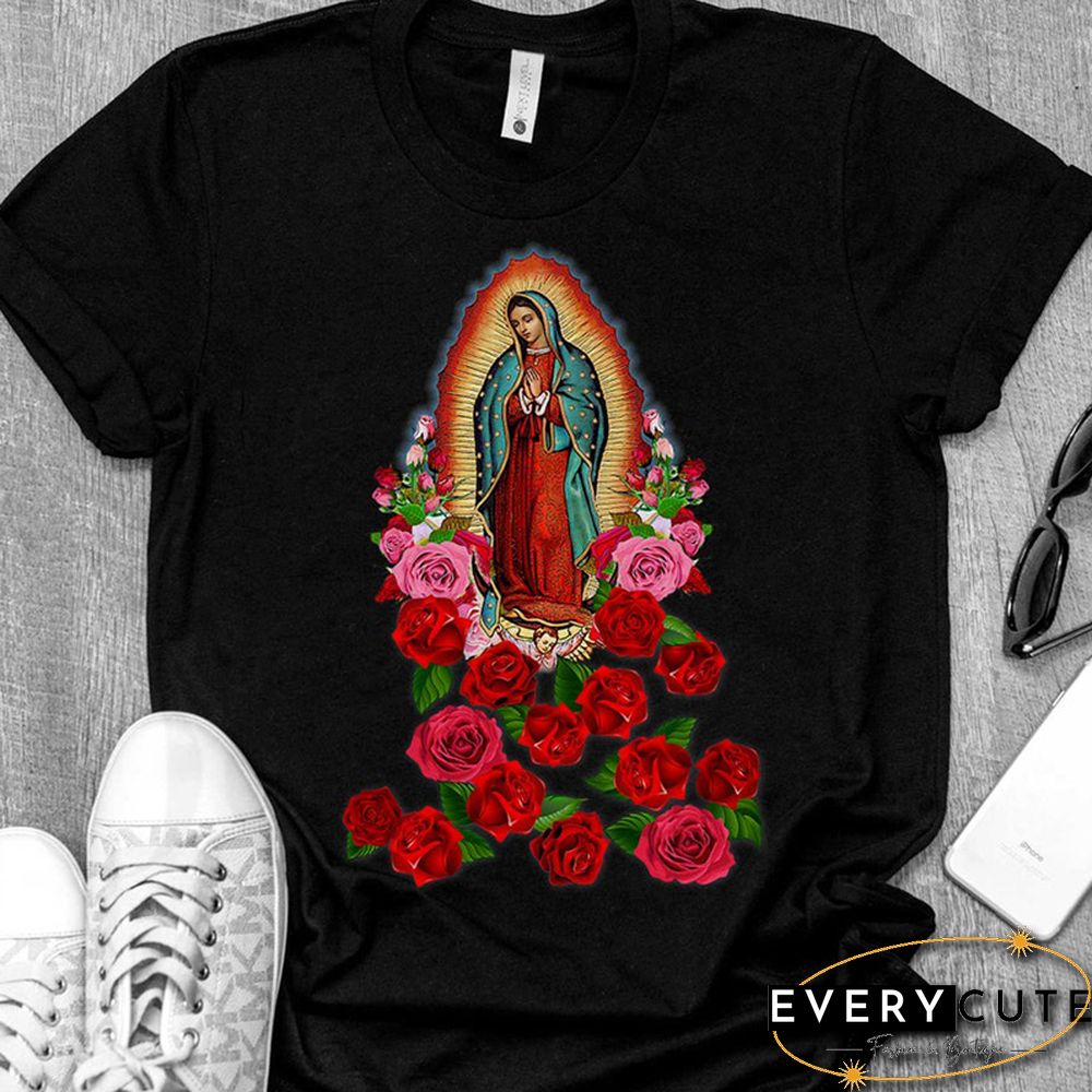 Religious Women Tshirt Cotton Virgin Mary T Shirt Causal Our LadyOf Guadalupe Tshirt Saint Christian Clothes Catholic T Shirts