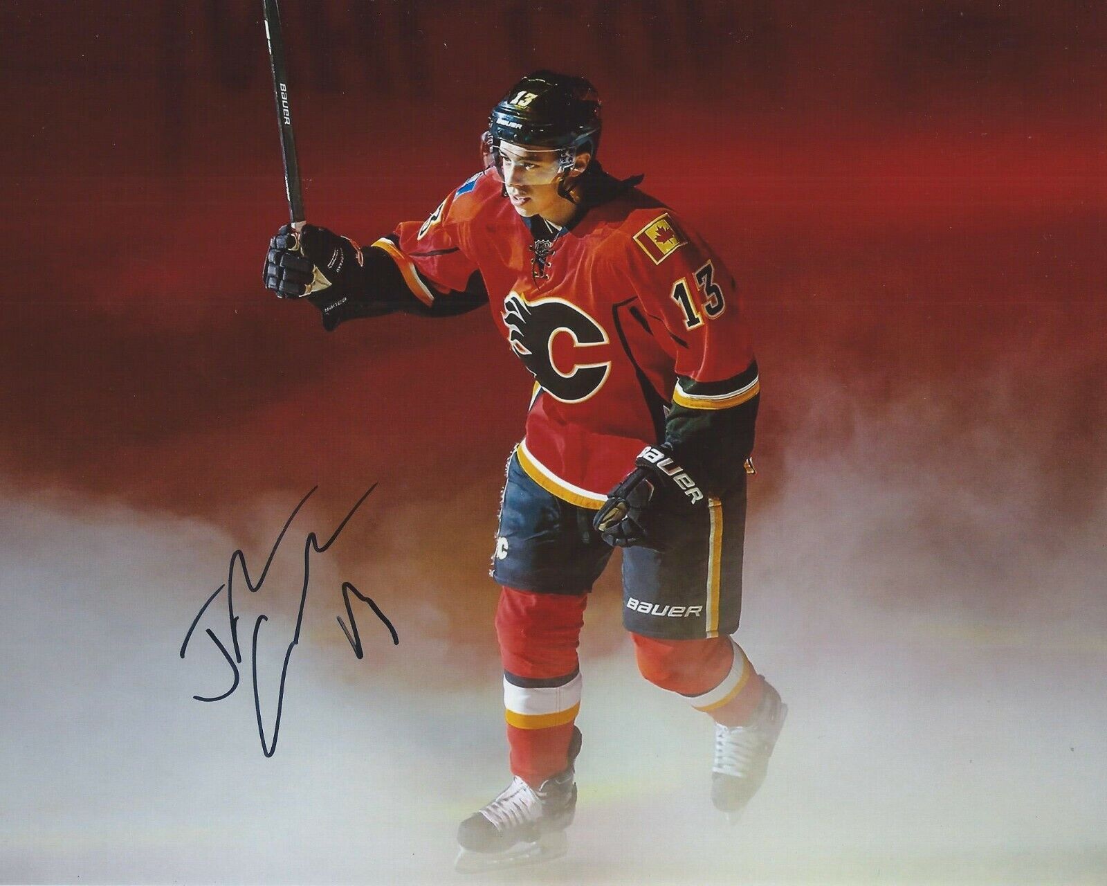 Johnny Gaudreau Signed 8×10 Photo Poster painting Calgary Flames Autographed COA