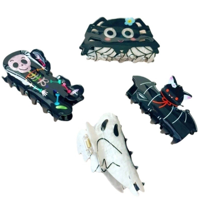 Halloween Hip-Hop Retro Funny Women’s Spider Bat Skull Arylic Hair Claws