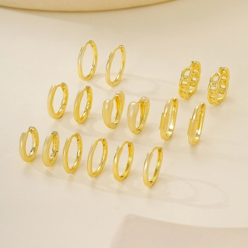 1 Pair Elegant Minimalist Round Copper 14K Gold Plated 18K Gold Plated White Gold Plated Hoop Earrings4