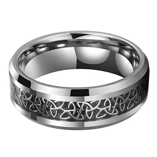 6MM 8MM Silver Celtic Knot Tungsten Women's Or Men's Tungsten Carbide Wedding Rings With Irish Triquetra Trinity