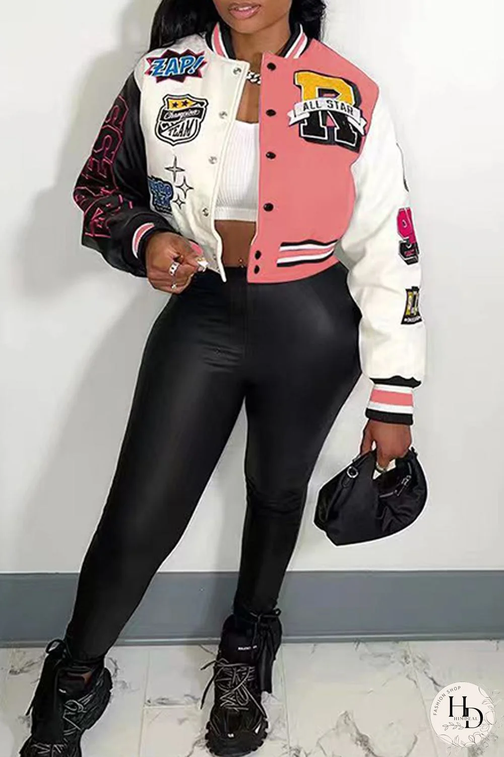 Red Casual Print Patchwork O Neck Outerwear