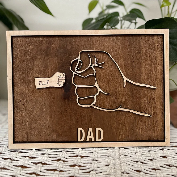 1 Name-To My Dad- Fist Signs Engrave 1 Name Family Bond Wood Frame for Father