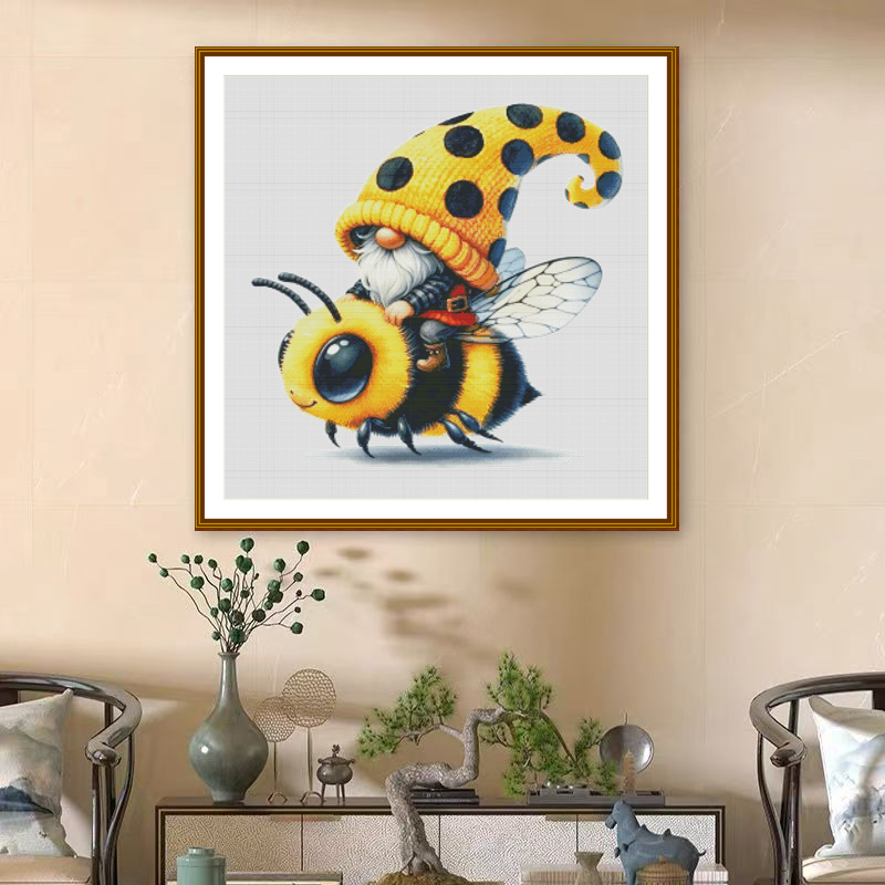 1set DIY Printed Cross Stitch Kit, 【 ZZ5210- Bee Dwarf】crossstitch painting  Painting Fairy Cross Stitch