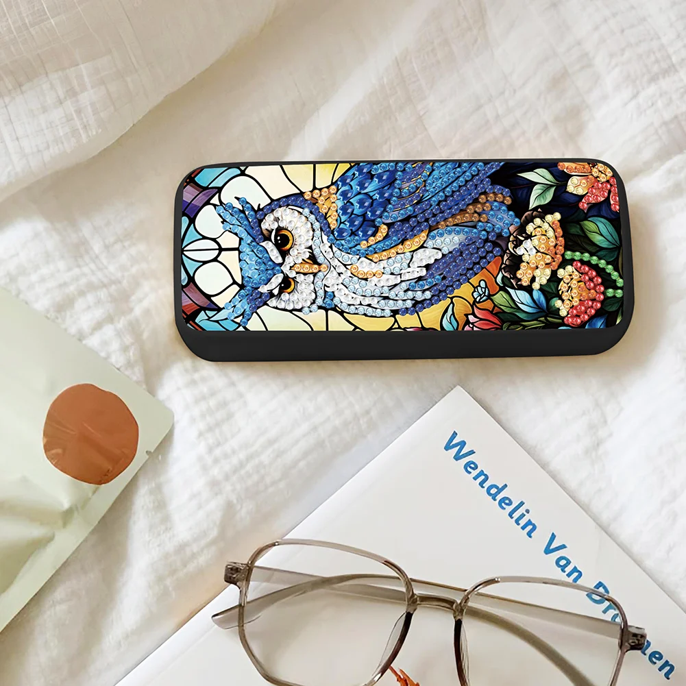 Owl Diamond Painting Eyeglasses Case Diamond Art Sunglasses Case for Adults