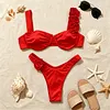 Stylish Rose-Themed Solid-Color Sexy Bikini Set by Inlyline