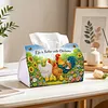 (24cm)Diamond Art Tissue Box DIY PU Napkin Cover for Home Decoration(farm chicken)