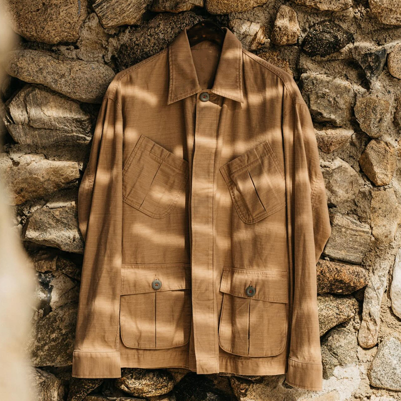 Men's Khaki Cargo Single Breasted M-65 Field Jacket