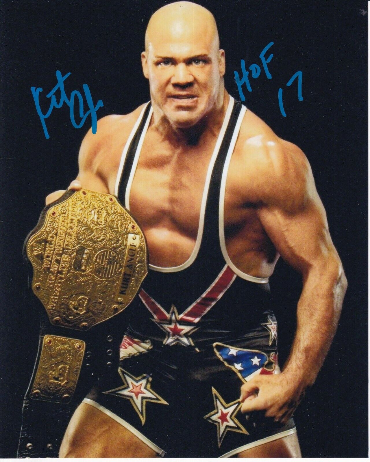 Kurt Angle Signed Autographed Auto 8x10 Olympian WWF WWE HOF Cheap Heat COA B