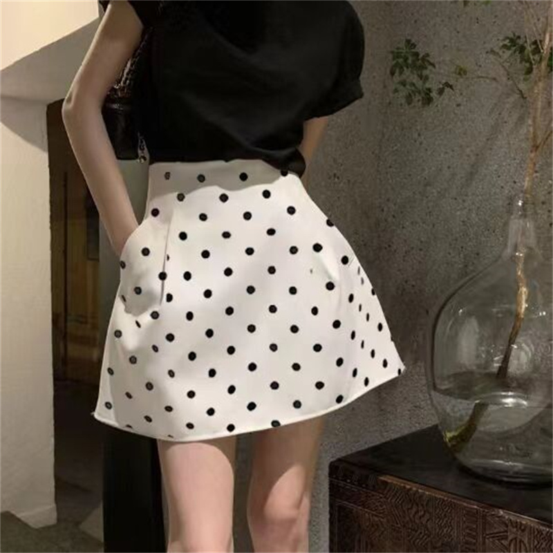 Proslotss stylish dresses Fashion Dot Print Mini Skirt Women Spring Summer Korean High Waist Loose A-line Short Skirt Black Red White Luxury Golf Skirt
