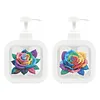 2 pi&egrave;ces de roses color&eacute;es en diamant avec bouteille de pompe &agrave; pompe rechargeable avec pompe, distributeur liquide de vaisselle pour savon &agrave; mains, lotion et apr&egrave;s-shampoing id&eacute;al pour l&rsquo;&eacute;vier de la salle de bain, cuisine