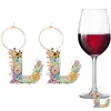 (Limited Stock)2pcs DIY Diamond Painting Ornament Flower Alphabet Wine Glass Charm、[Everydayedeals]