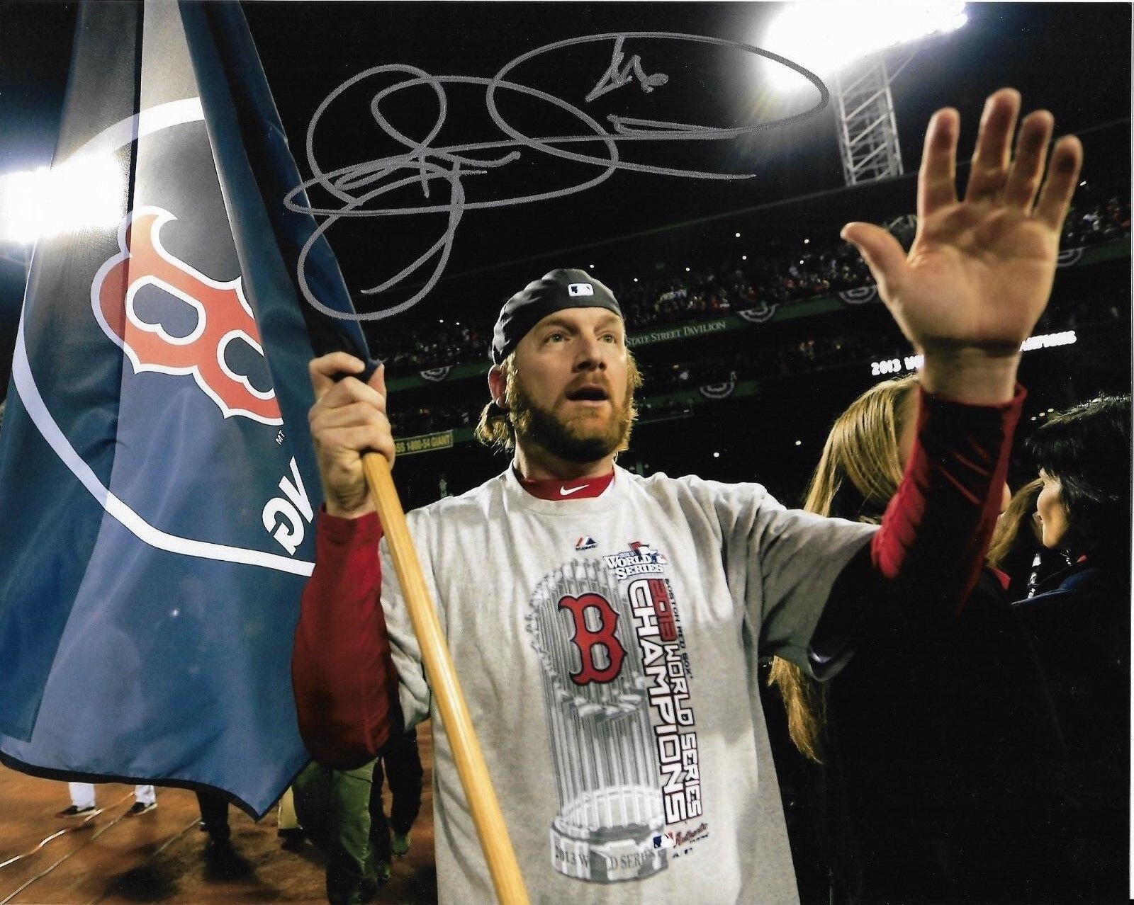 RYAN DEMPSTER signed BOSTON RED SOX WORLD SRIES TROPHY 8X10 CUBS Photo Poster painting w/COA