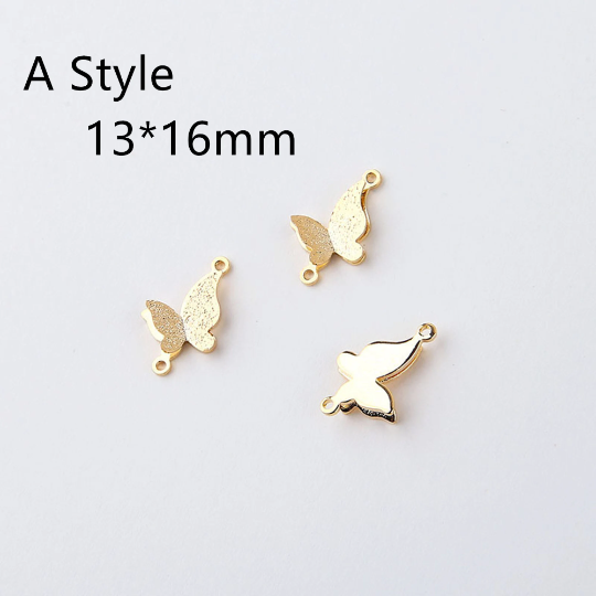 3 Style Gold Butterfly Connect Pendant Copper Charm ,Animal Double Buttterfly charm Beads for Keychain Earring Necklace Diy Jewelry