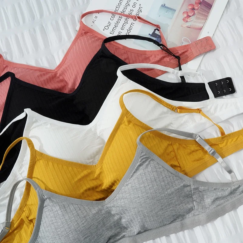 Elastic Gathering Bralette Push Up Bra Summer Spring Anti-light Korean Style Wild Solid Color Tube Top Sexy Wire Free Bra
