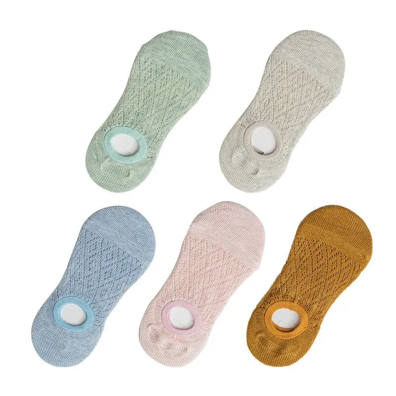 5 Pairs/Set Women Silicone Non-slip Invisible Socks Summer Solid Color Mesh Ankle Boat Socks Female Cotton Slipper No Show Socks