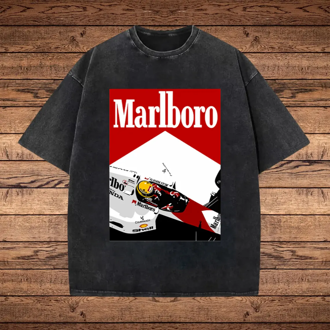 Classic Racing Graphic Print Washed T-shirt