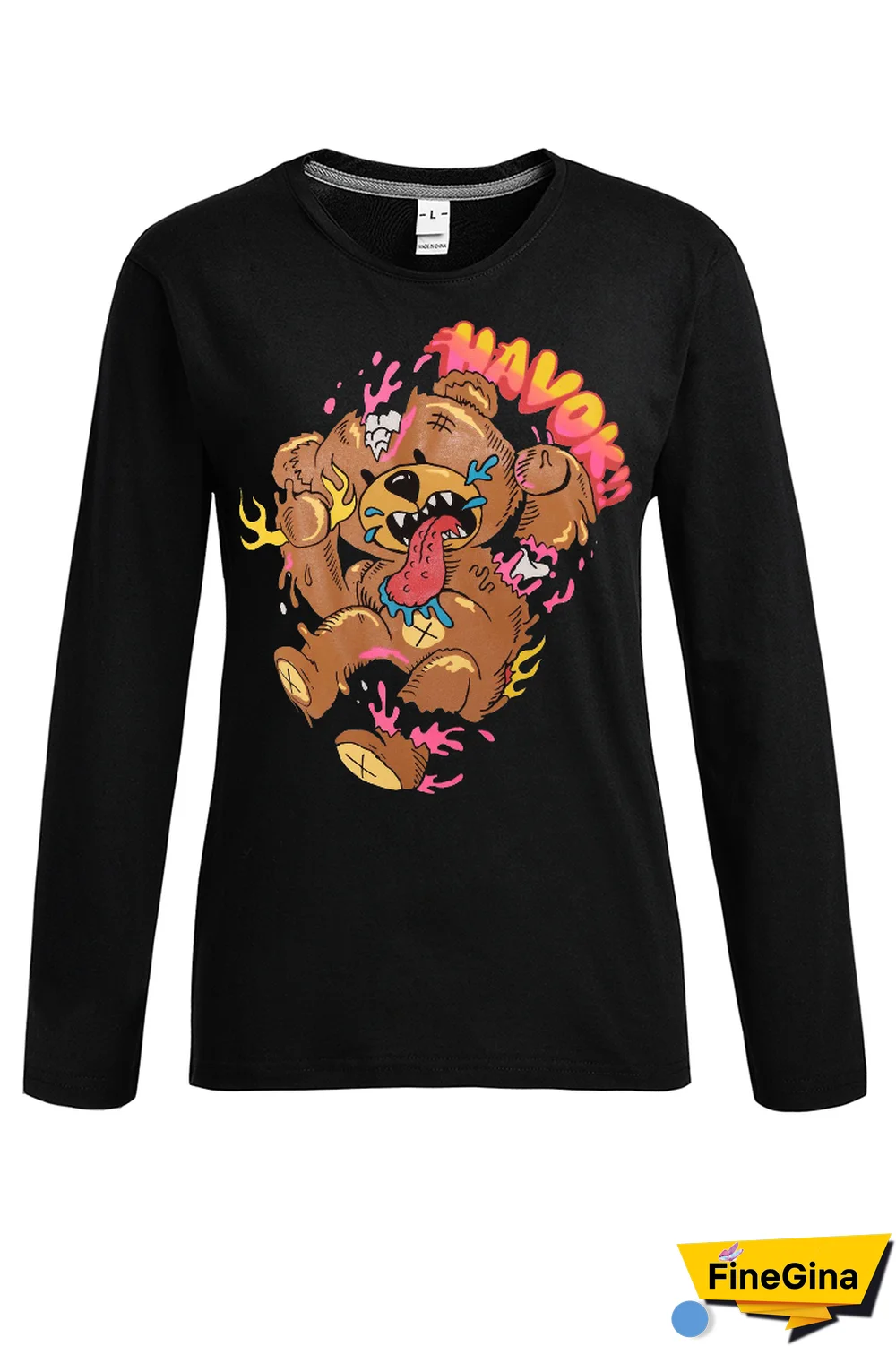 Black Street Daily Print Patchwork O Neck Tops