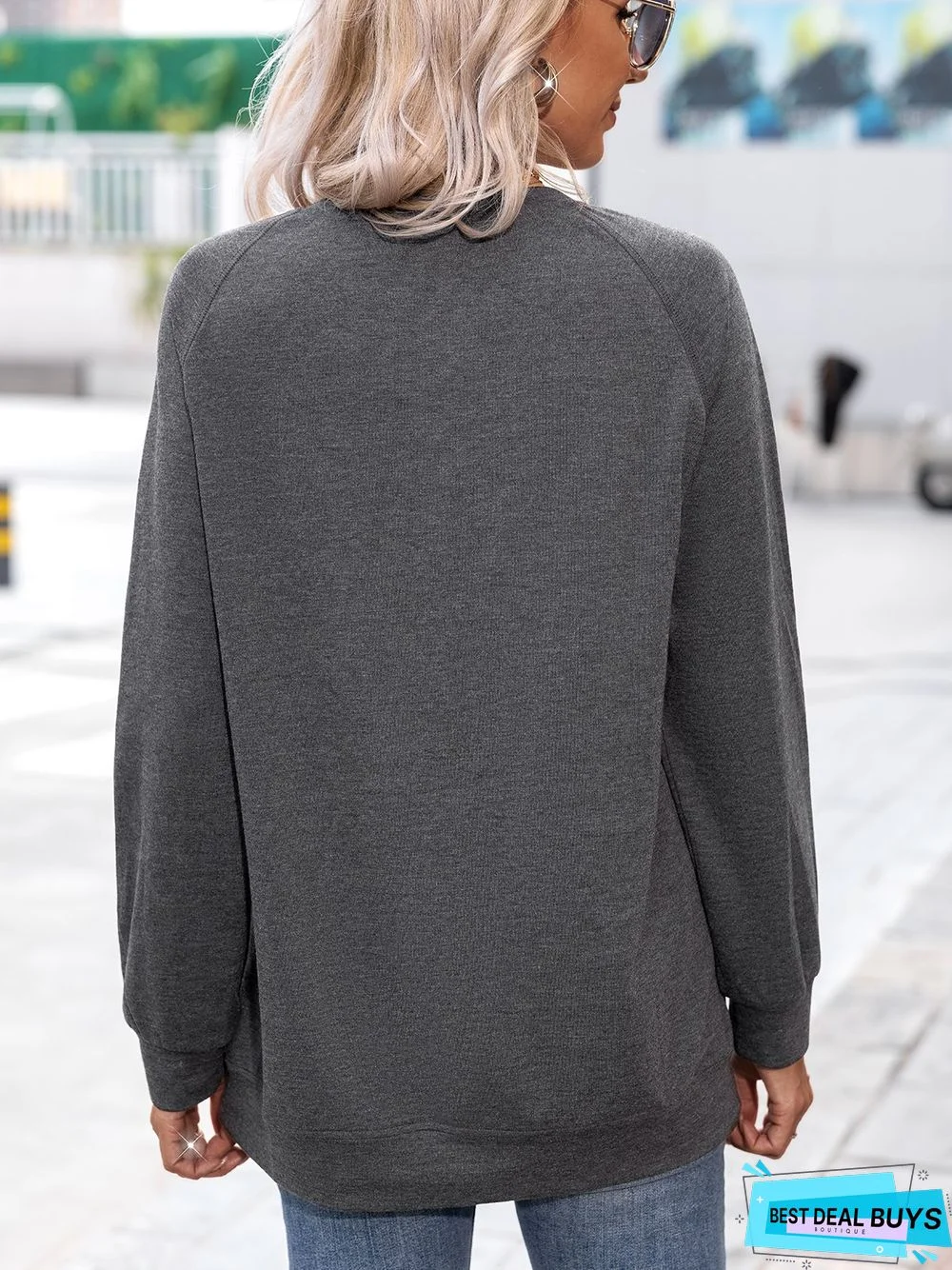 Casual Long Sleeve Round Neck Printed Top Sweatshirt