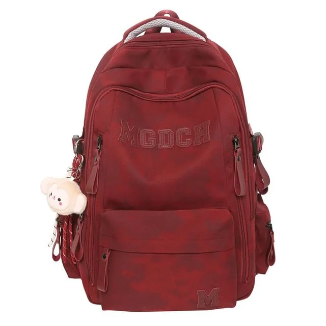 Dye Nylon Laptop Backpack Applique Tie Charm / Lettering Set Bag