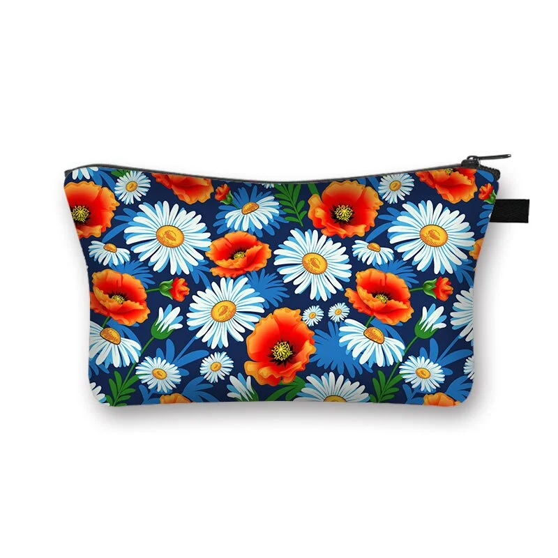 Polyester Cosmetic Bag - Daisy Flower