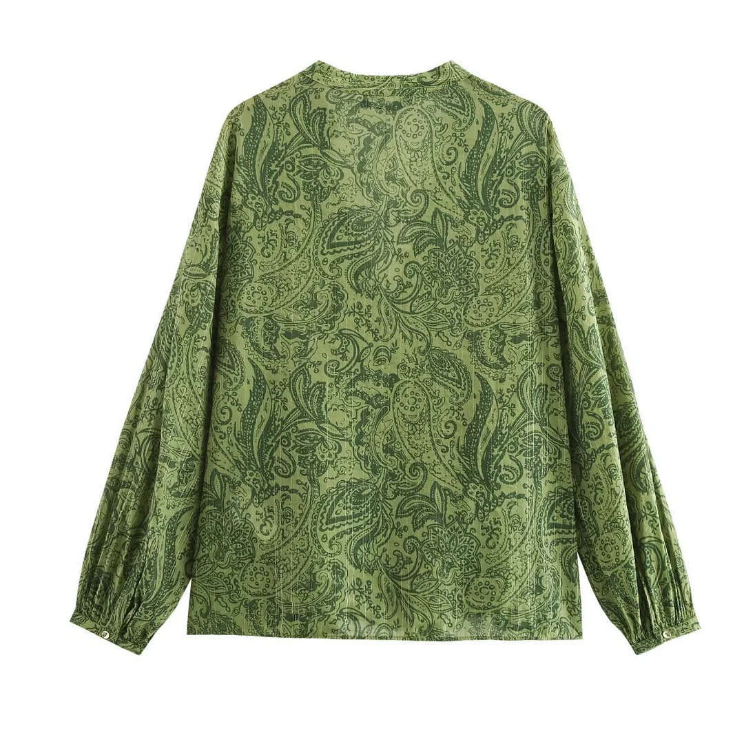 Nigikala Nigikala Women's INS Burst Fashion Casual Metallic Line Printed Shirt + Trousers Set