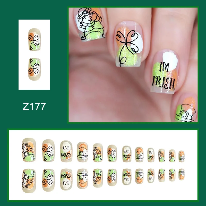 Churchf Churchf Armor St. Patrick's Day Clover Nail Green Nail Patch Hat Element Nail Piece Finished Square