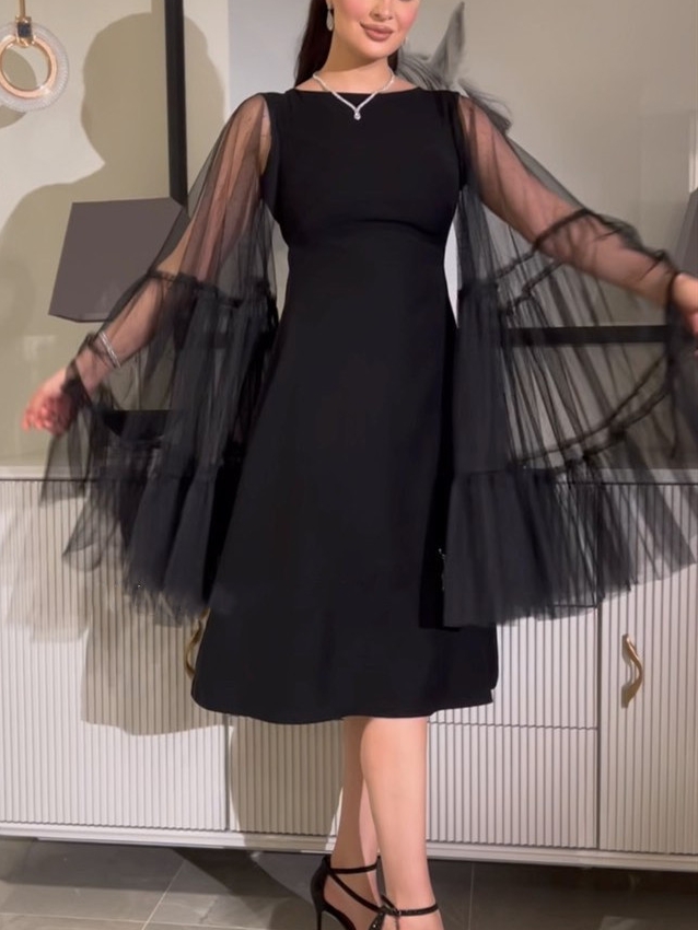 Sexy Mesh Bubble Sleeve Dress | Oxredo Shop Ramadan Sale