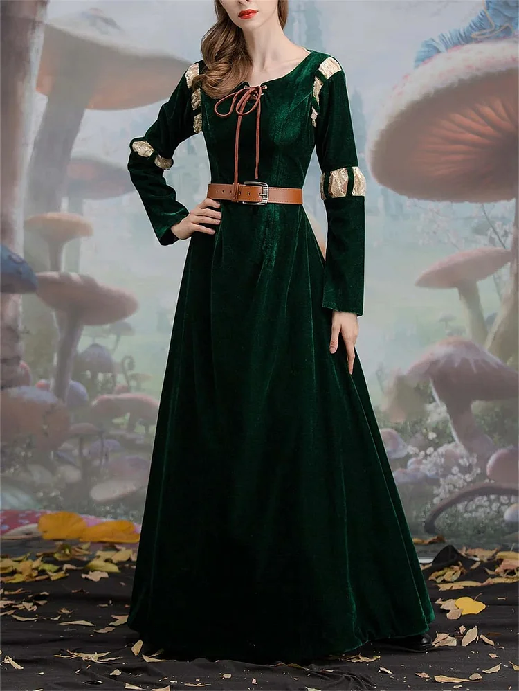 Victoria Style Crew Neck Velvet Maxi Dress