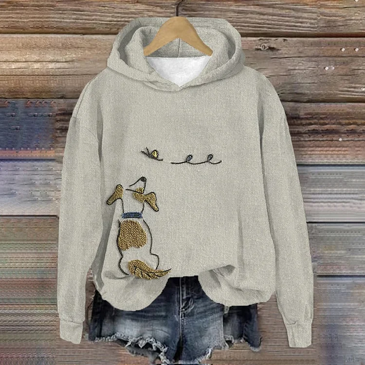 Comstylish Women'S Dog Animal Print Hooded Sweatshirt