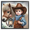 Boy And Pony-11CT Stamped Cross Stitch 40*40cm/15.75*15.75in