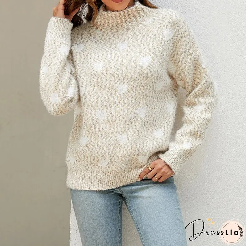 Casual Heart Knit Sweater