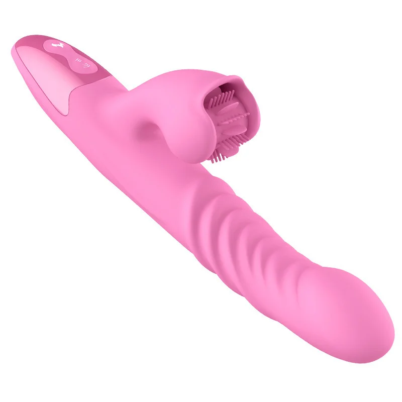 7 Frequency Rabbit Vibrator Silicone Heating Thrusting Tongue Lick G-spot Vaginal Massager