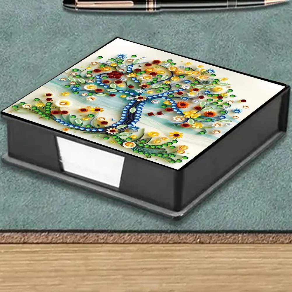 PU 5D Diamond Painting Kit Note Box DIY Diamond Art Notepad Box (Tree B)